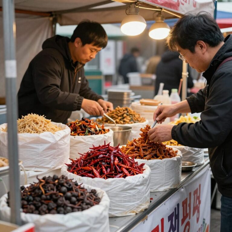 제천 빨간오뎅 축제 현장의 다양한 먹거리 포장마차