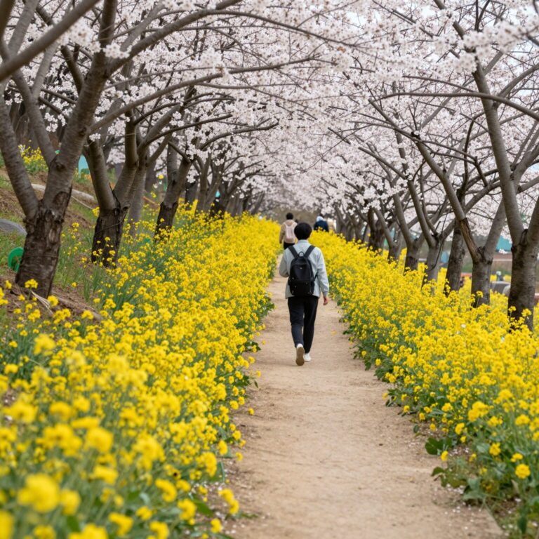 이천 백사 산수유꽃축제 노란 꽃길 산책로 봄 풍경