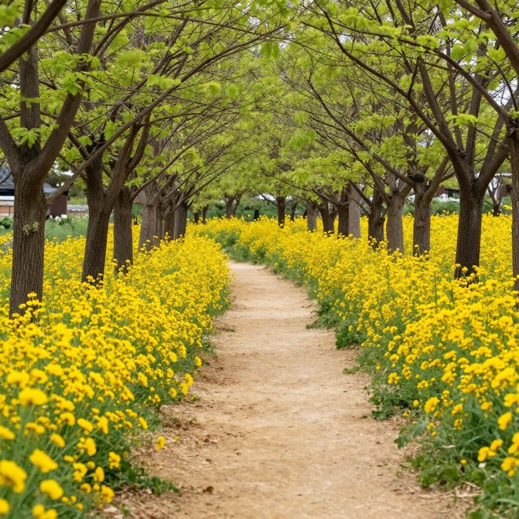 의성 산수유마을 노란 꽃길 산책로