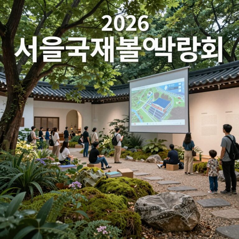 2026 서울국제불교박람회 포스터와 행사장 내부 모습