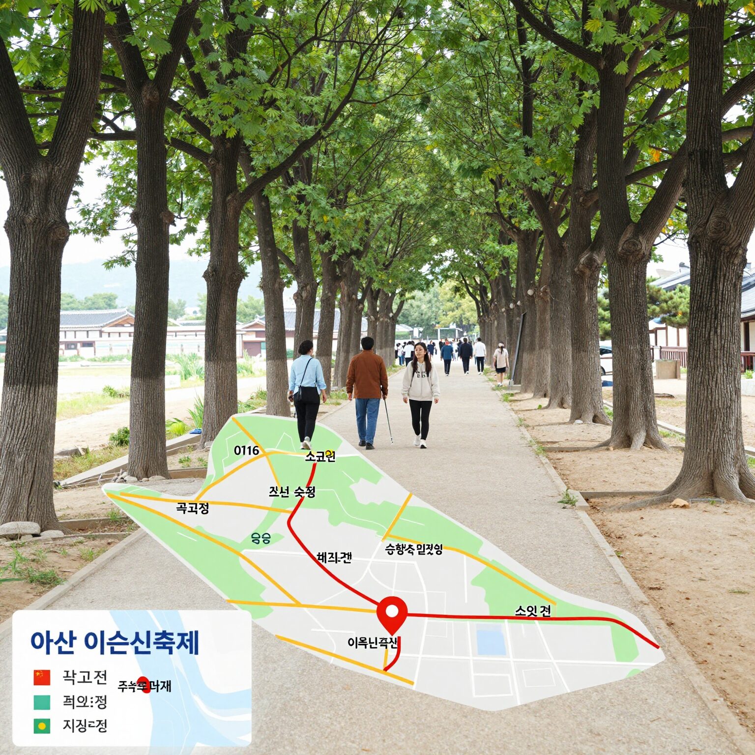 2026 아산 이순신축제 주요 행사장 위치와 곡교천 은행나무길 지도