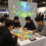 보드게임페스타가 열리는 세텍 전시장 내부의 다양한 보드게임 체험 테이블이 마련된 모습