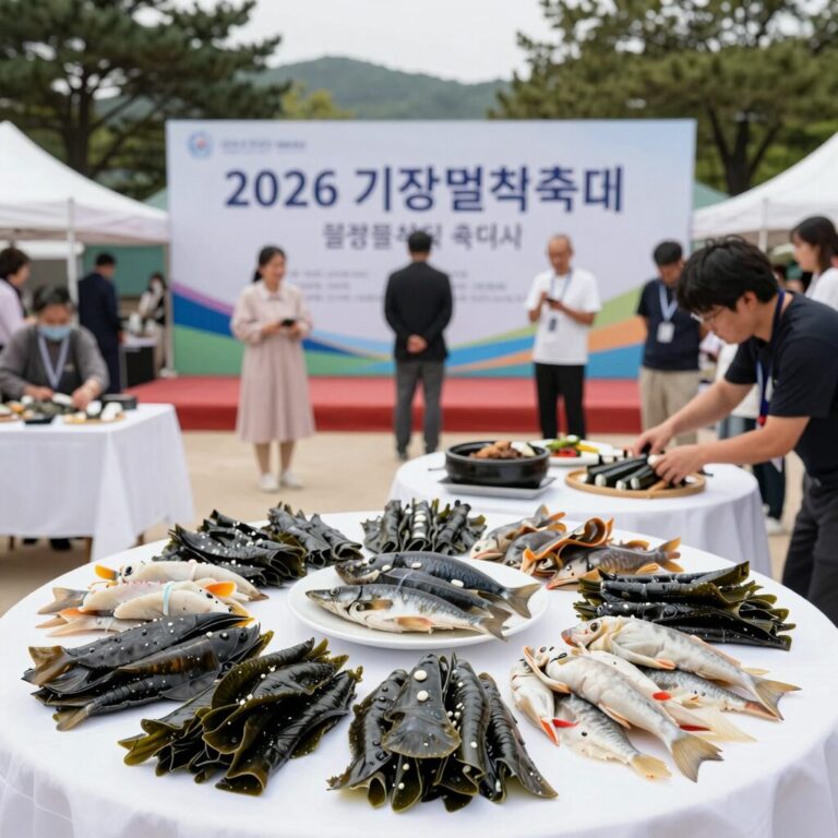 2026 기장멸치축제에서 제공되는 다양한 멸치 요리와 행사장 풍경