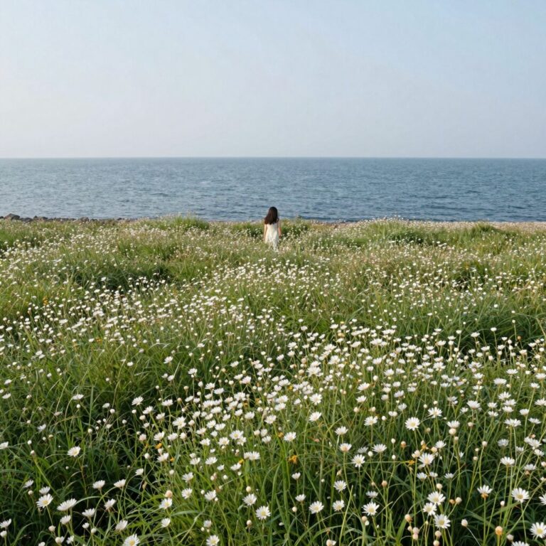 진도 관매도 유채꽃밭과 다도해 수평선 풍경