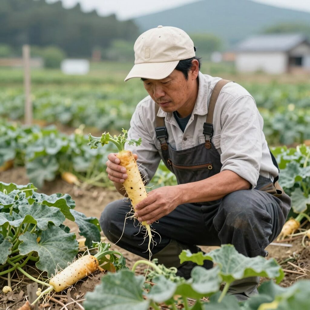 함안 수박밭에서 농부가 잘 익은 수박을 들고 있는 모습으로, 신선함이 느껴짐
