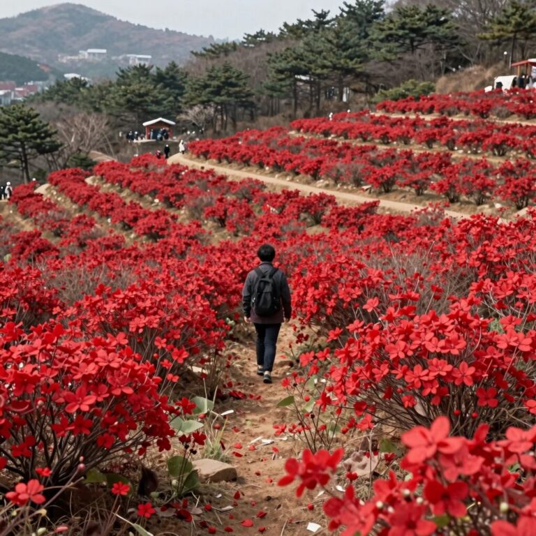 2026년 산청 황매산 철쭉제 행사장 전경, 붉은 철쭉이 만개한 모습