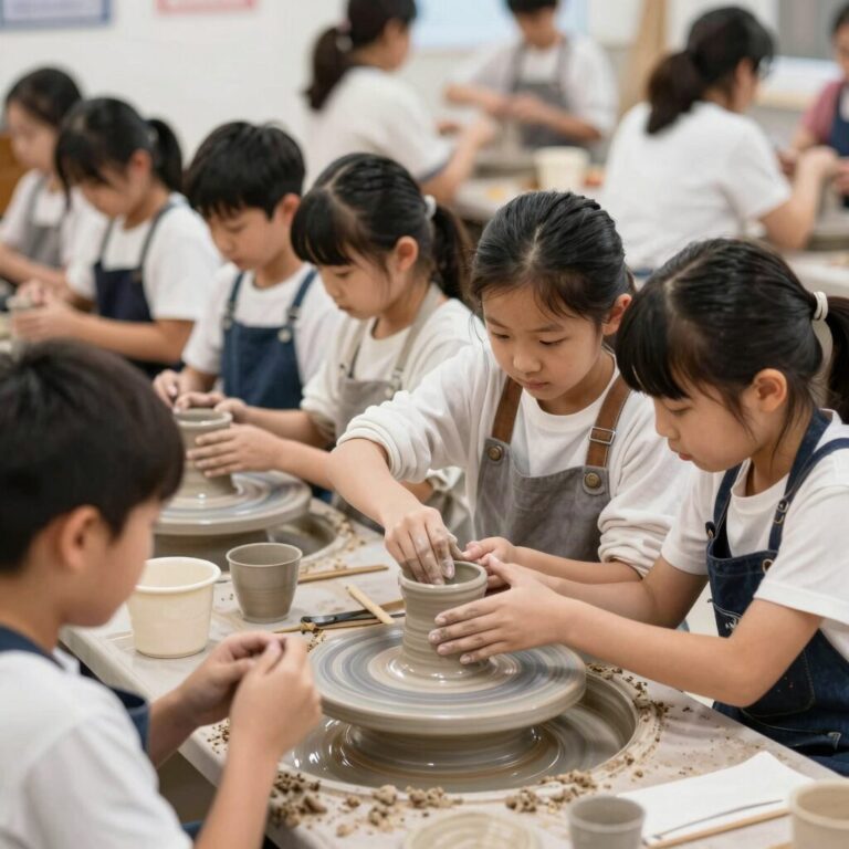문경찻사발축제 가족 체험 프로그램 아이들이 직접 흙을 만지며 도자기를 만들고 있는 모습