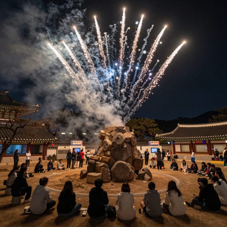 2026 사천 와룡문화제 야간 포토존과 불꽃놀이