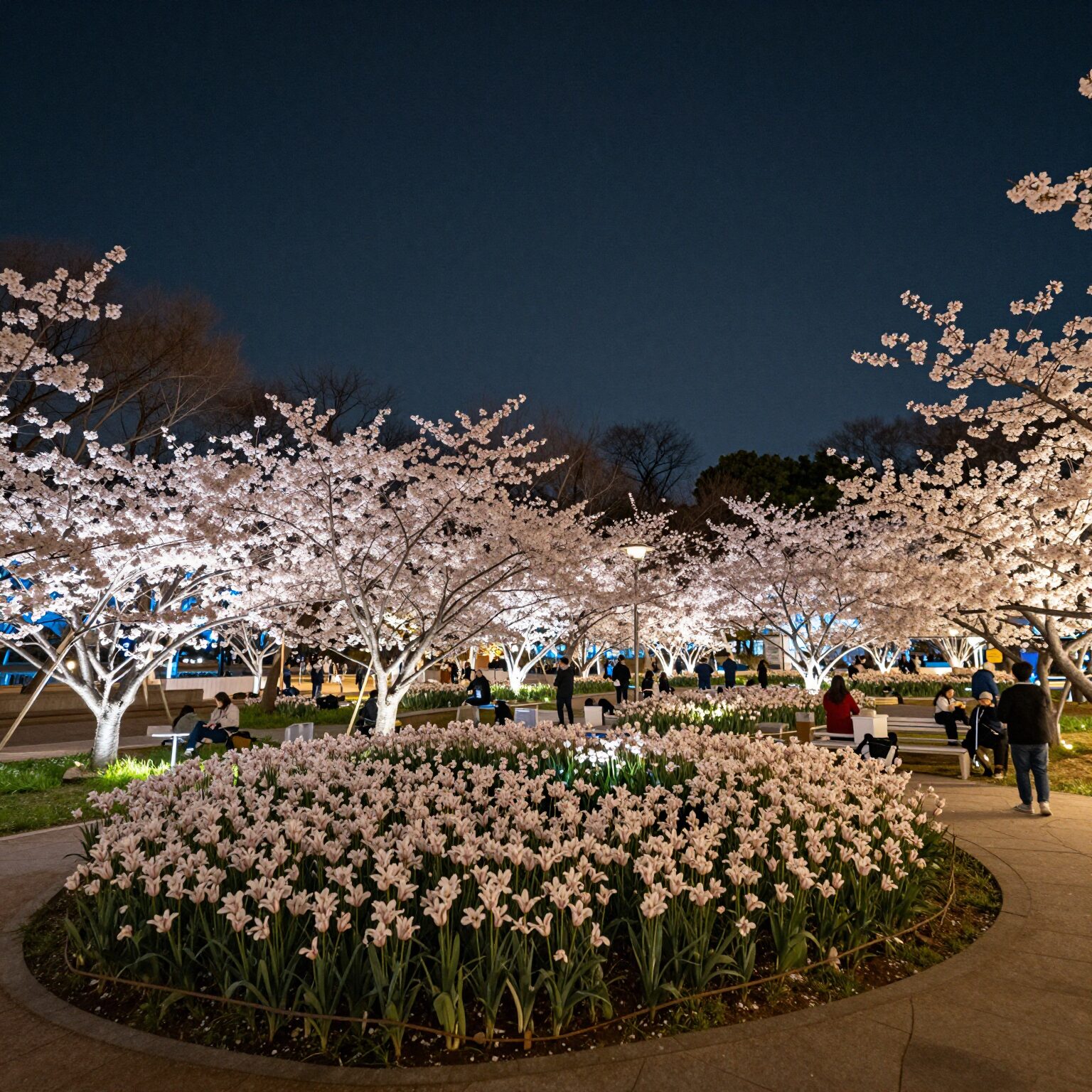 강서봄빛페스타 야간 조명이 반짝이는 방화근린공원 풍경