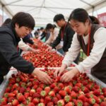 진주딸기축제 딸기 수확 체험 현장 모습