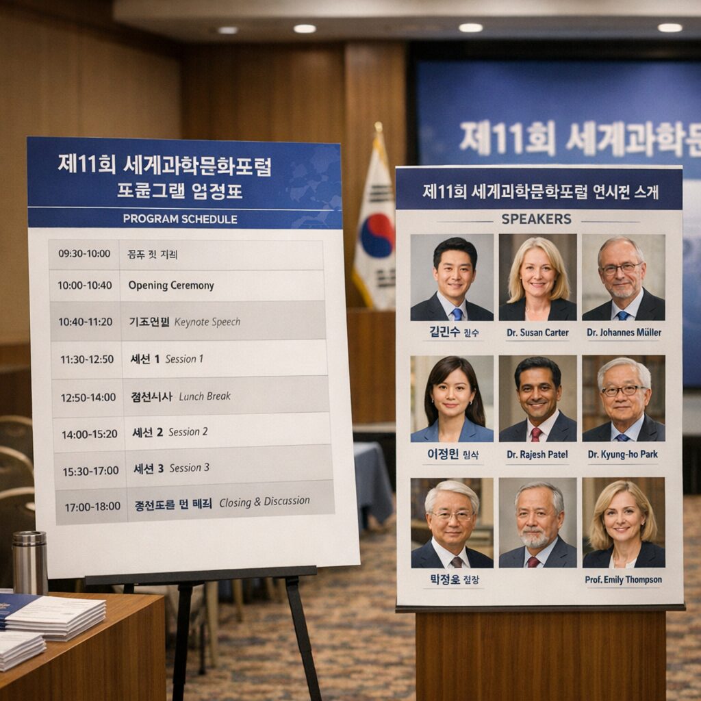 제11회 세계과학문화포럼 프로그램 일정표와 연사진 소개