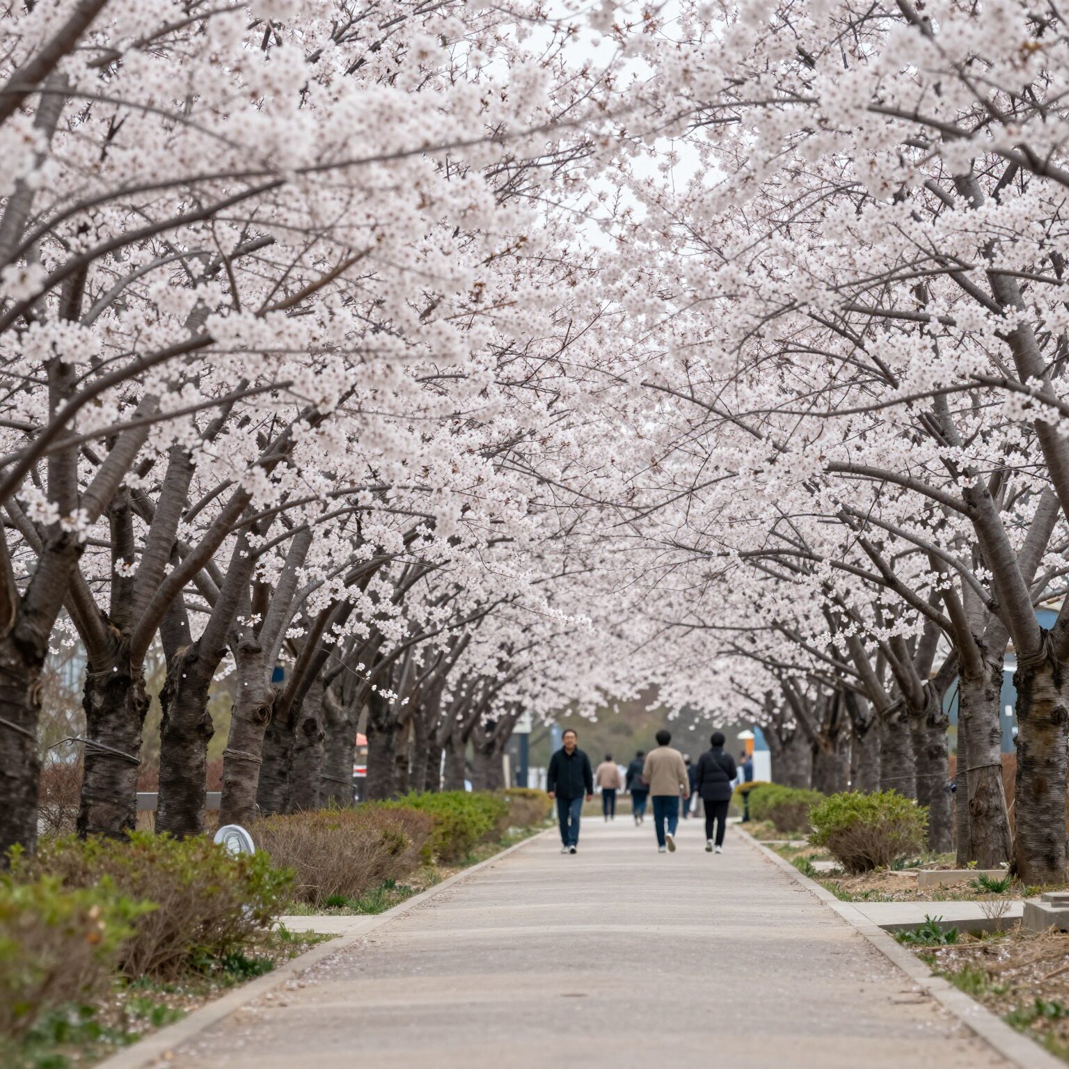 2026년 3월 말 양산 황산공원 벚꽃 터널 개화 상황 사진
