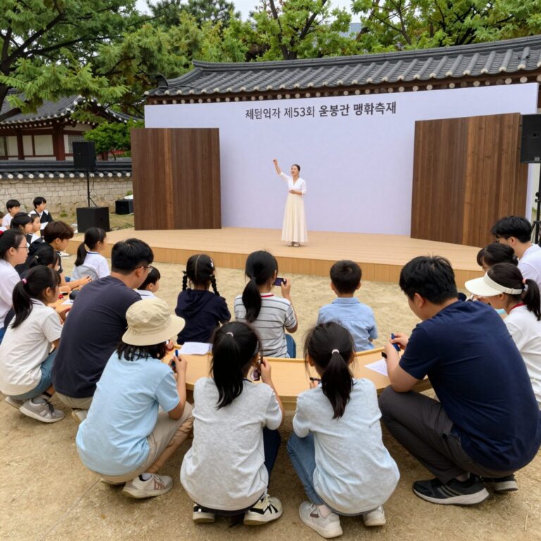 충남 예산 충의사 일원에서 열리는 제53회 윤봉길 평화축제 행사장 전경으로 어린이와 가족 방문객이 역사 체험과 공연을 즐기는 모습