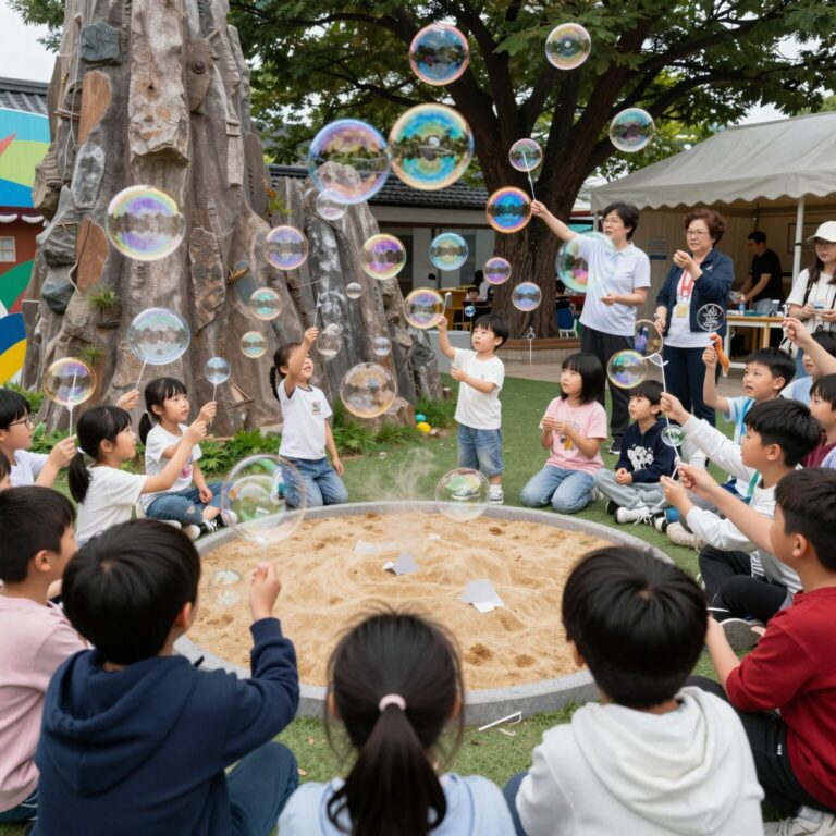 2026 생물사랑 어린이 축제에서 아이들이 버블 매직쇼를 관람하며 즐거워하는 모습
