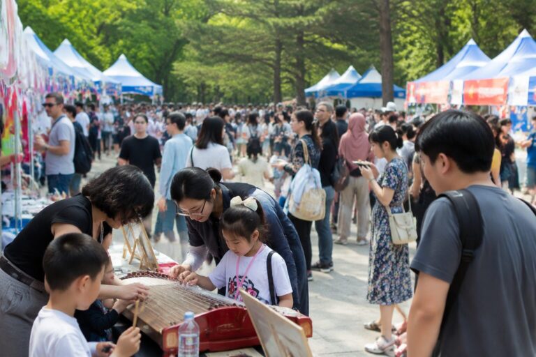 서대전공원에서 열린 세계인 어울림 축제의 다양한 체험 부스와 방문객들이 즐기는 모습