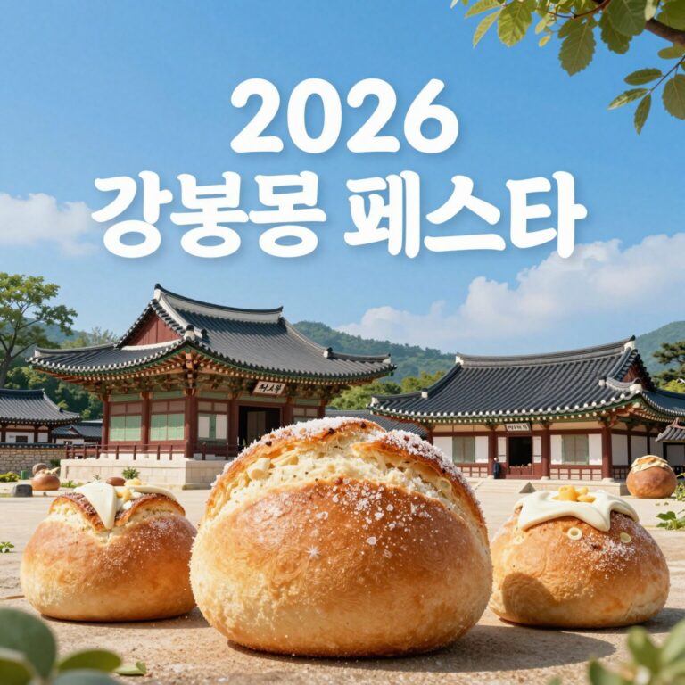 2026 빵터지는 강릉 빵 페스타 메인 포스터와 강릉대도호부관아 전경이 어우러진 이미지