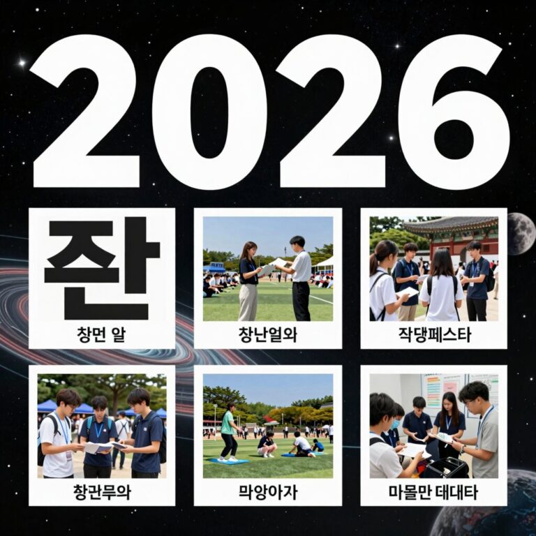 2026 작당페스타 포스터로, 우주를 배경으로 청년들의 다양한 문화 활동 이미지가 그려져 있다.