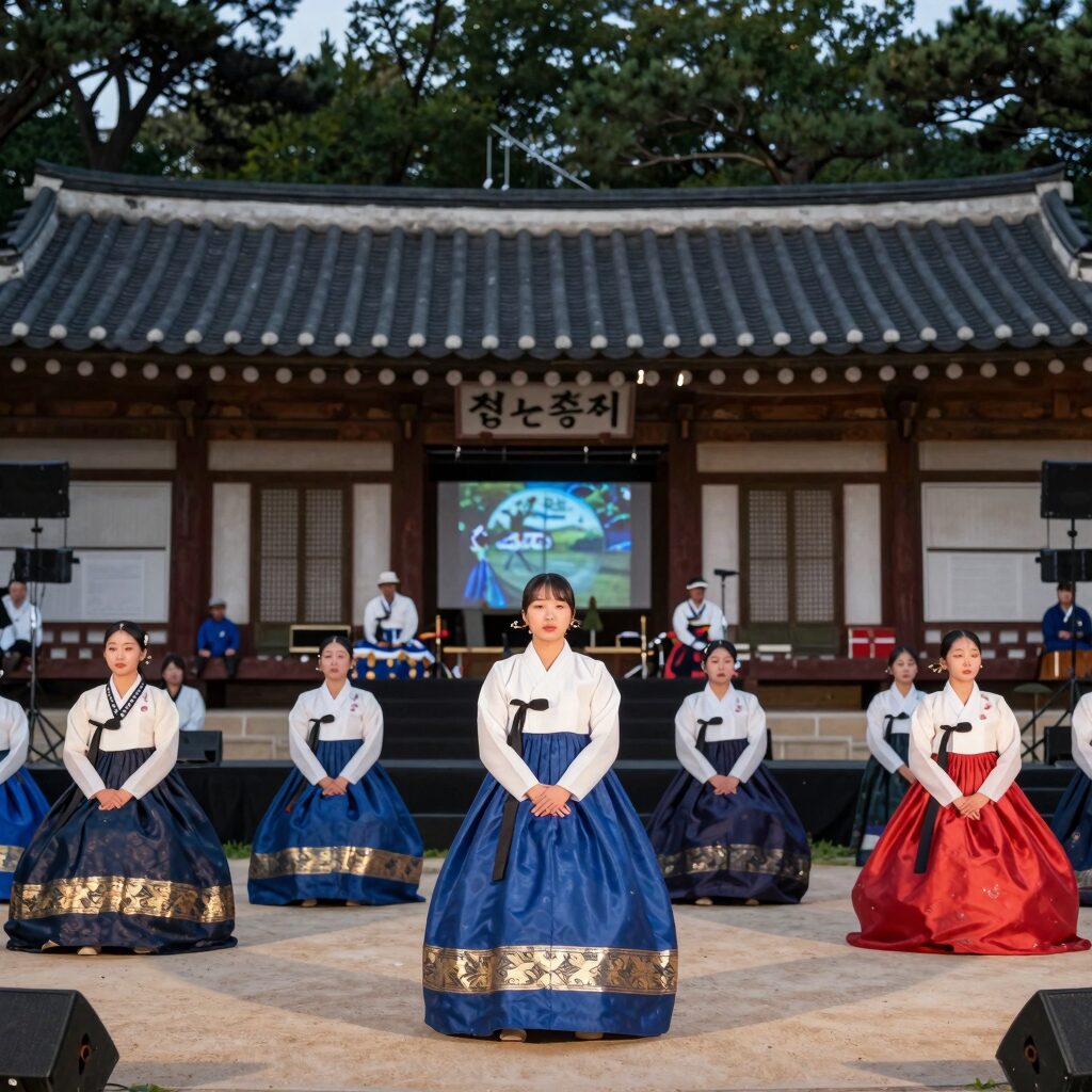 세종중앙공원 야외무대에서 펼쳐지는 제629돌 세종대왕 탄신일 축제 공연 모습