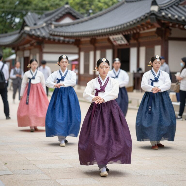 경흥대로 도봉옛길 문화제에서 예술상단이 거리행렬을 하는 모습. 전통 의상을 입은 사람들이 옛길을 따라 퍼포먼스를 펼치고 있다.