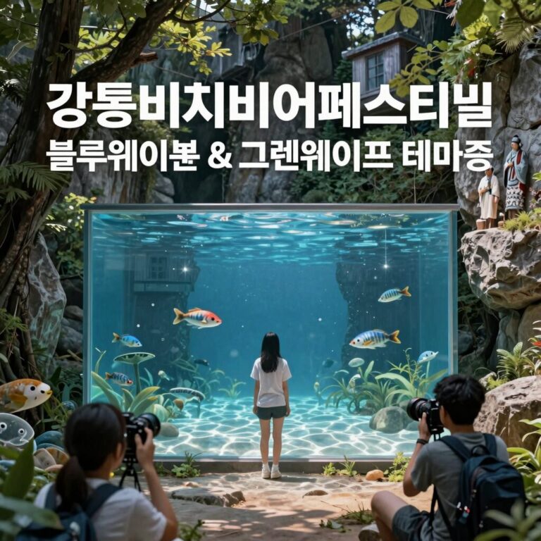 강릉비치비어페스티벌 블루웨이브와 그린웨이브 테마존 안내 포스터 이미지