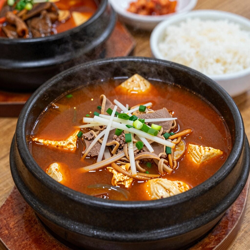 강릉 대표 해장 맛집인 동화가든의 짬뽕순두부와 동원해장국의 해장국 사진