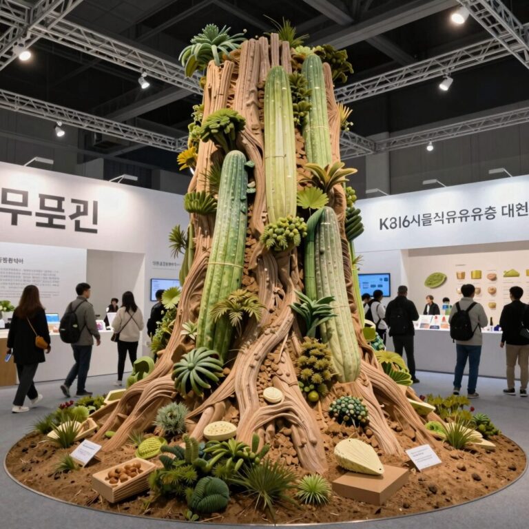 2026 서울식품유통대전 K푸드쇼 aT센터 전시장 내부 대형 푸드 조형물과 방문객 모습