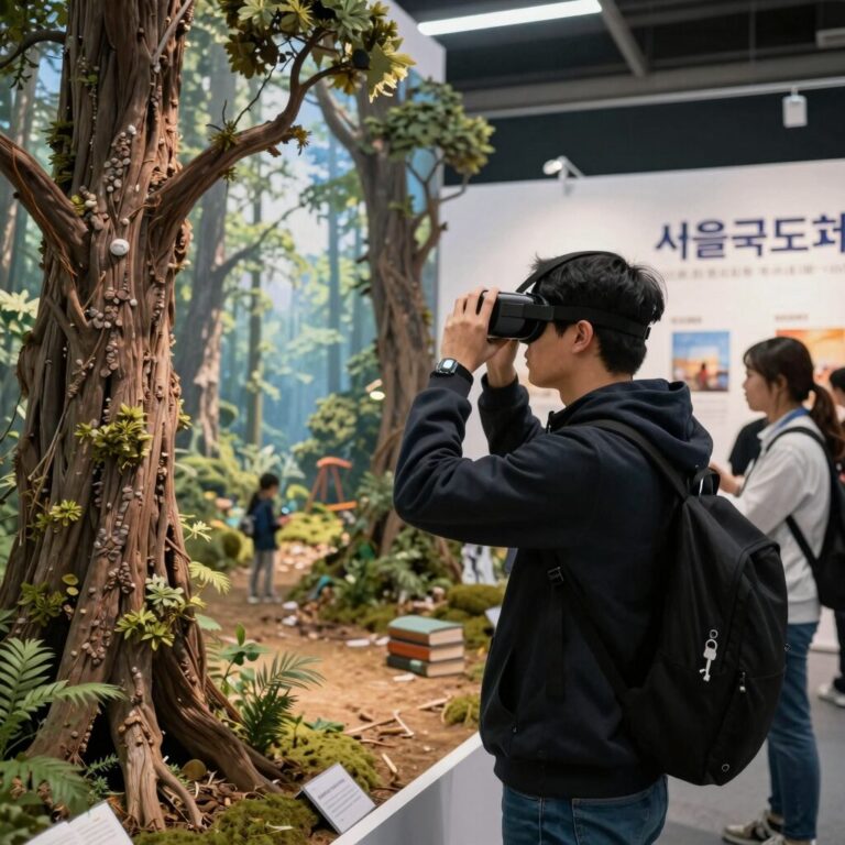 2026 서울국제도서전 체험부스에서 방문객이 VR 기기를 착용하고 책 속 장면을 체험하는 모습