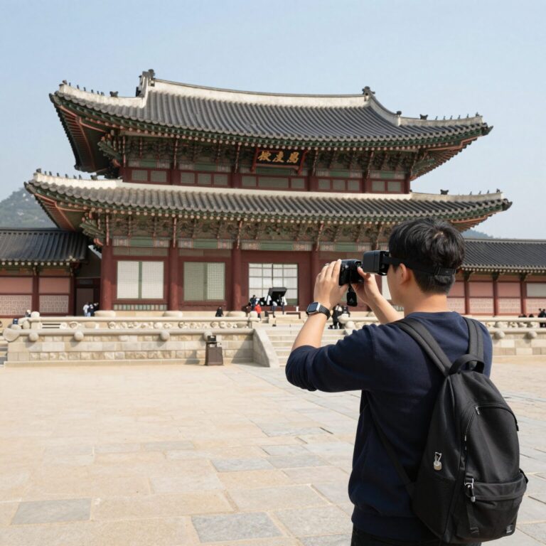 대한민국관에서 디지털 기술로 체험하는 VR 창덕궁 투어 장면