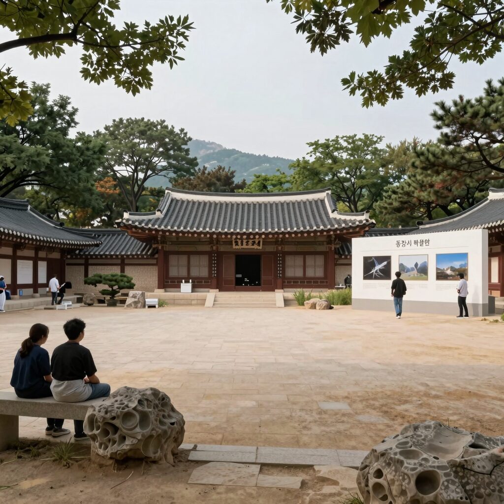 동강사진박물관 야외광장 전경, 탁 트인 개방감이 돋보이는 공간