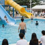 거제여름해양축제 워터풀장과 워터슬라이드 체험 모습