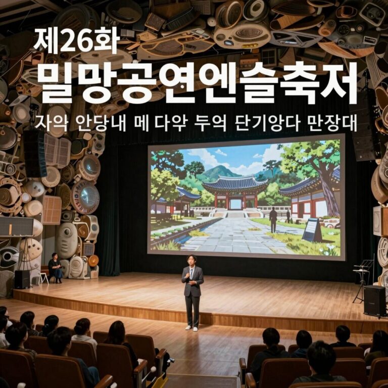 제26회 밀양공연예술축제 포스터와 공연장 전경